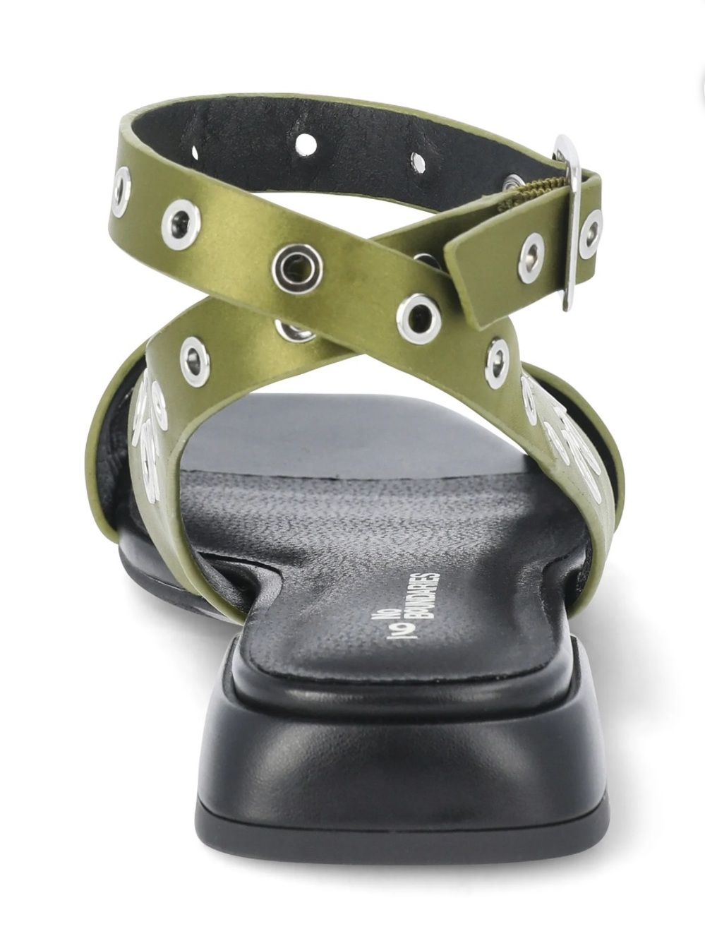 No Boundaries Olive Ankle-Strap Grommet Flat Sandal - Picture 3 of 8